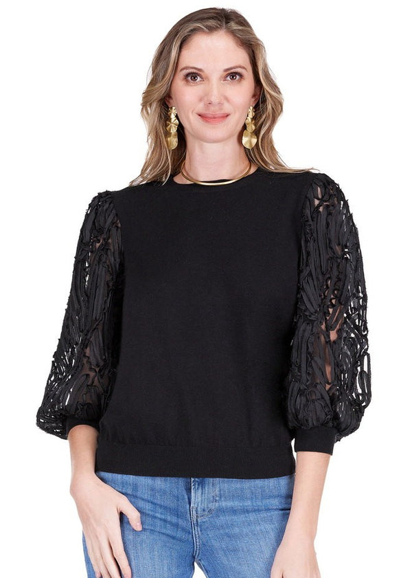 Pattern Sleeve Sweater Top