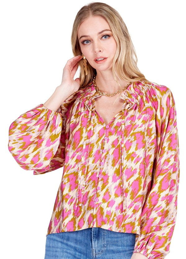 Elastic Neck Peasant Blouse