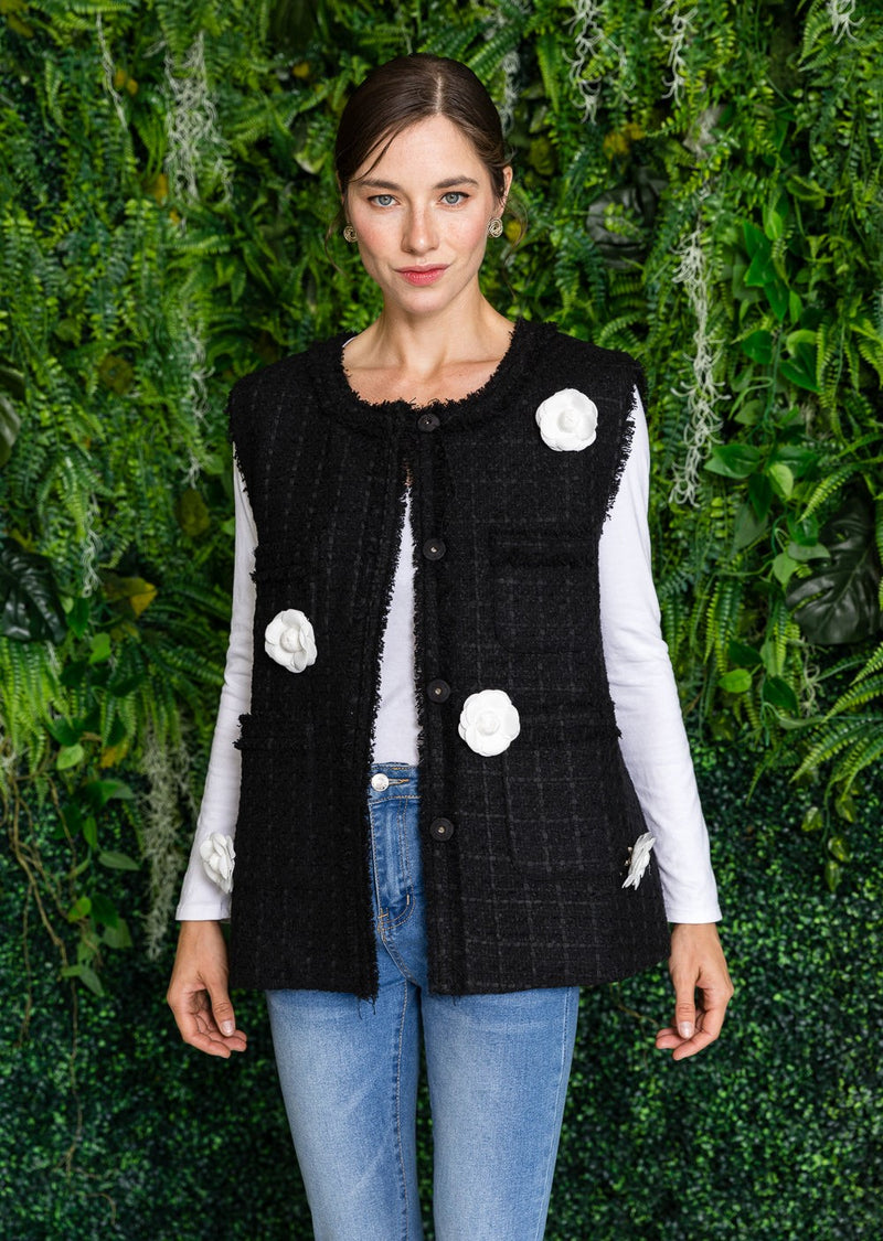 Jennifer Tweed Vest with Flowers