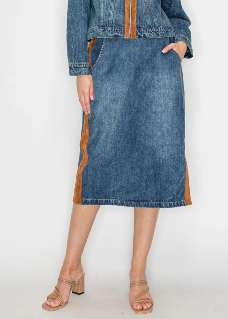 Jacky Denim Jacket with Suede