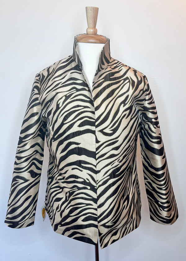 Beige Brown Zebra Print Reversible Jacket