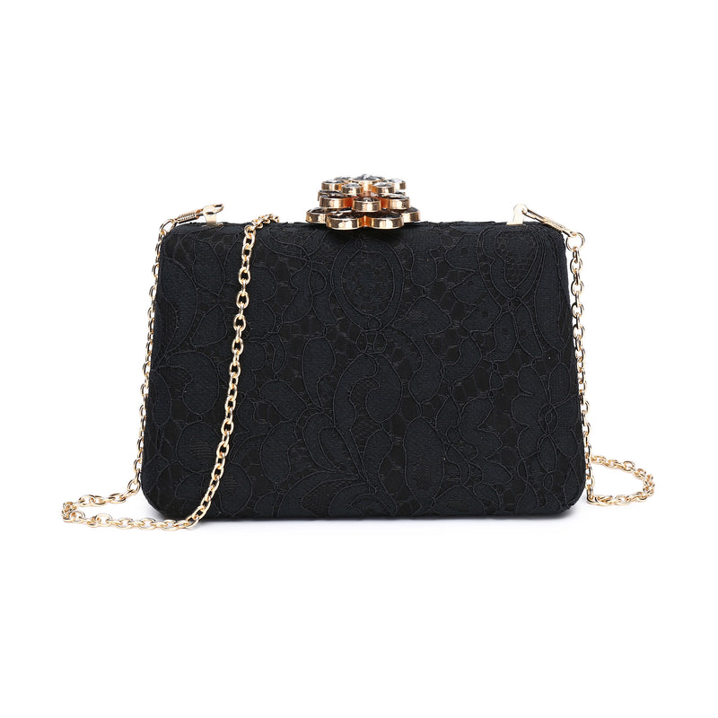 Nidia Lace Clutch - 3 Colors One Size Black