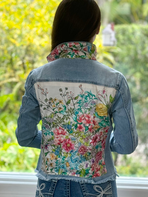 The Light Denim Jacket / Pink Bouquet