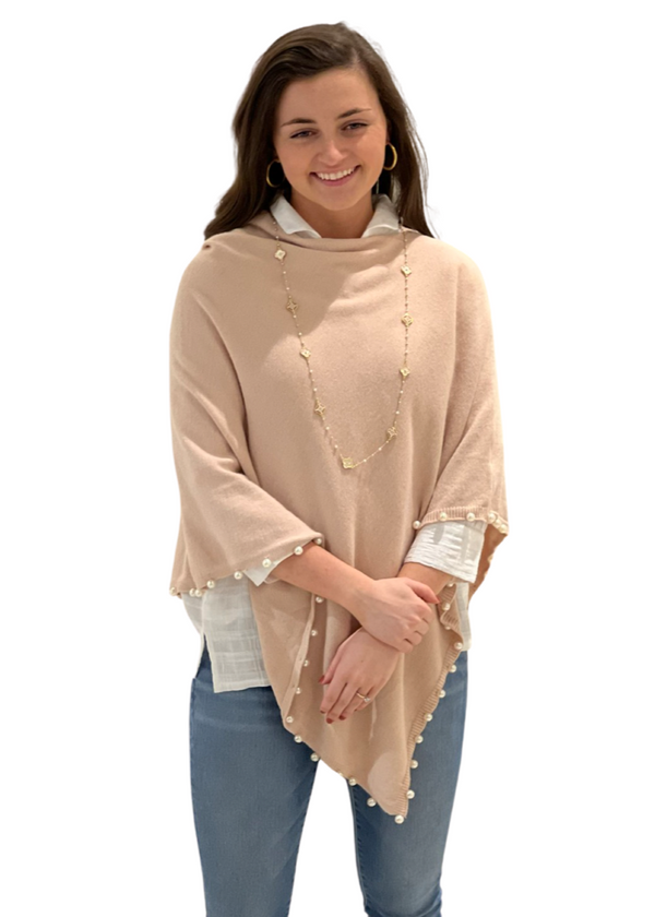 The Peyton Pearl Poncho in Beige