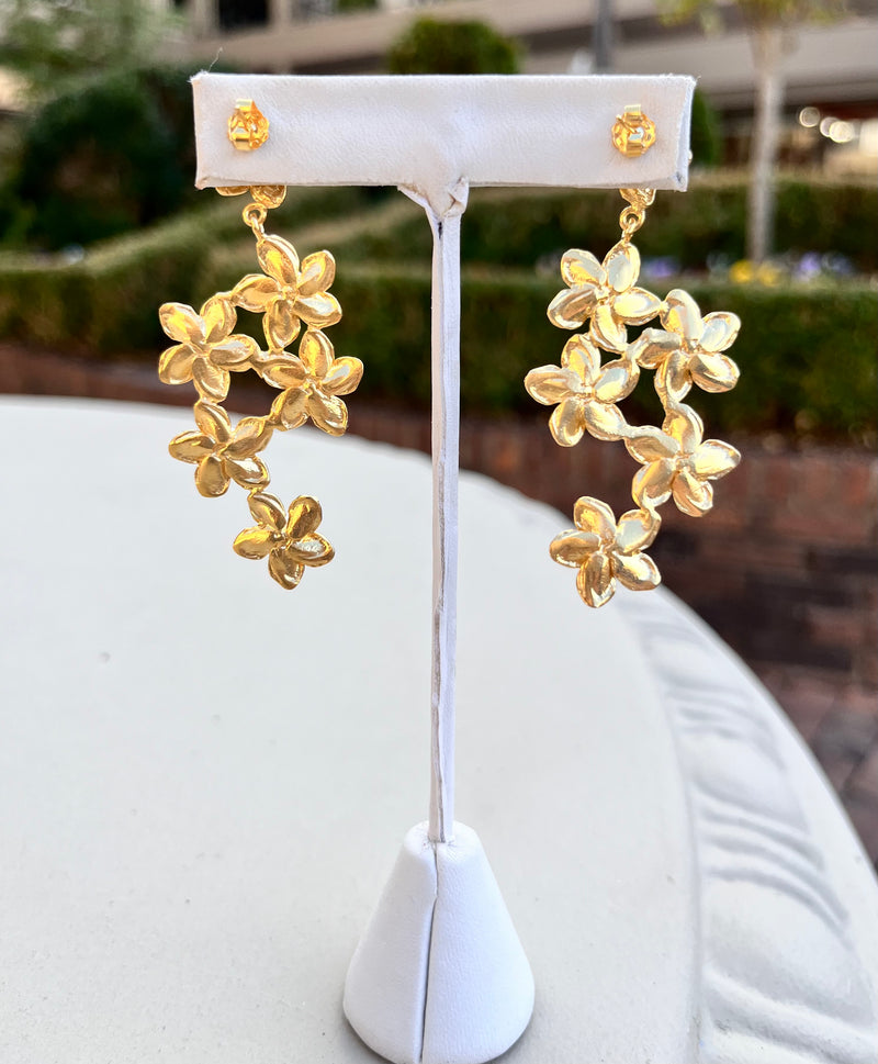 Gold and Pearl Flower Earrings