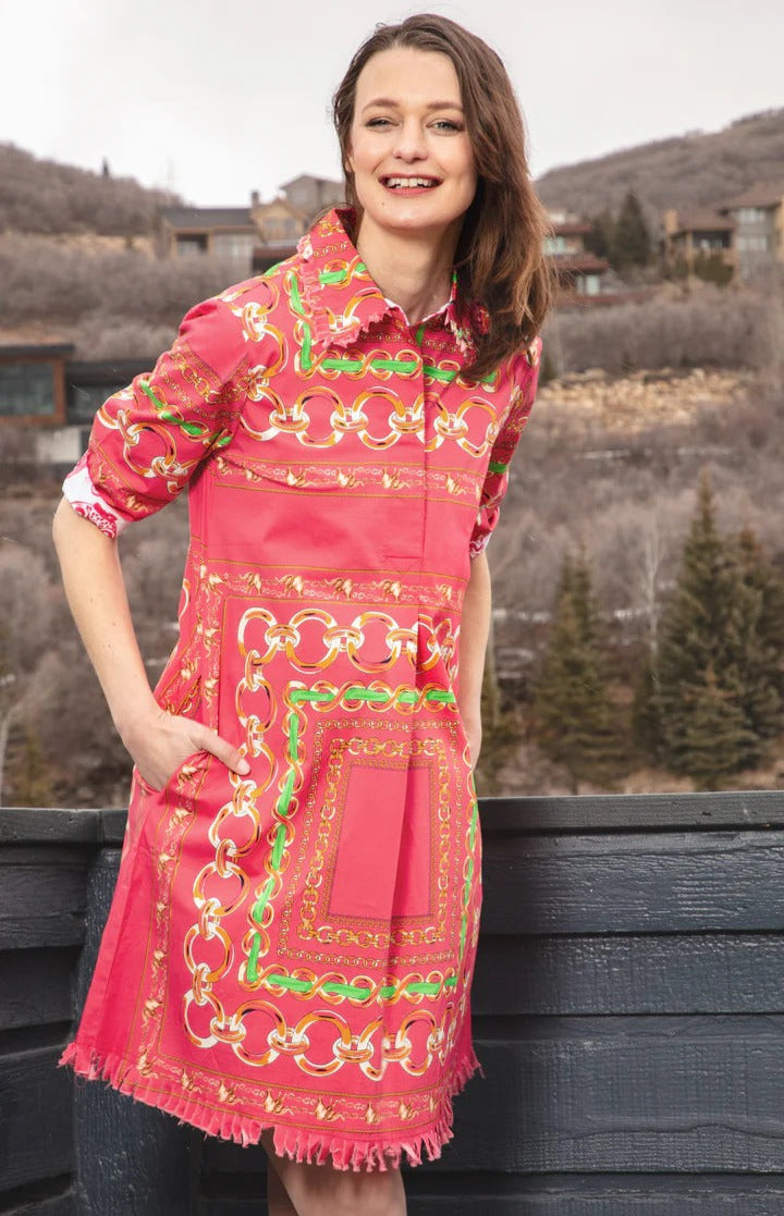 Chatham Dress - Pink Green Links