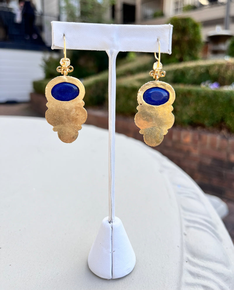 Lapis and Pearl Earrings