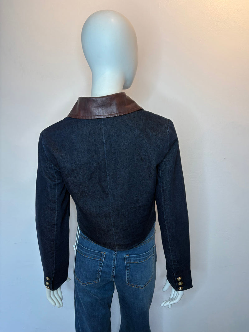Vegan Leather Trim Jacket