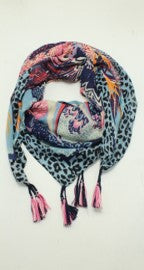 Zebra Print Scarf with Pom Poms
