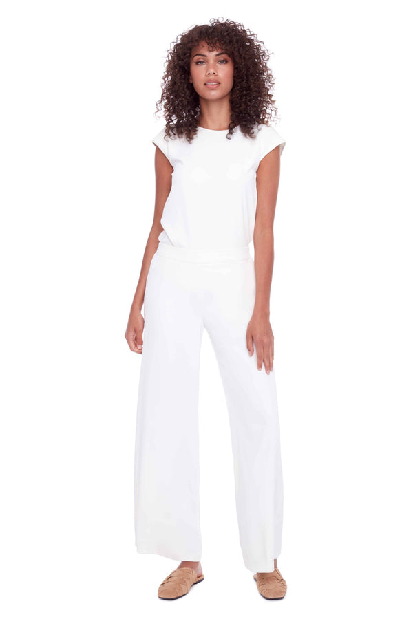 Solid Vegan Silk Wide Leg Pant
