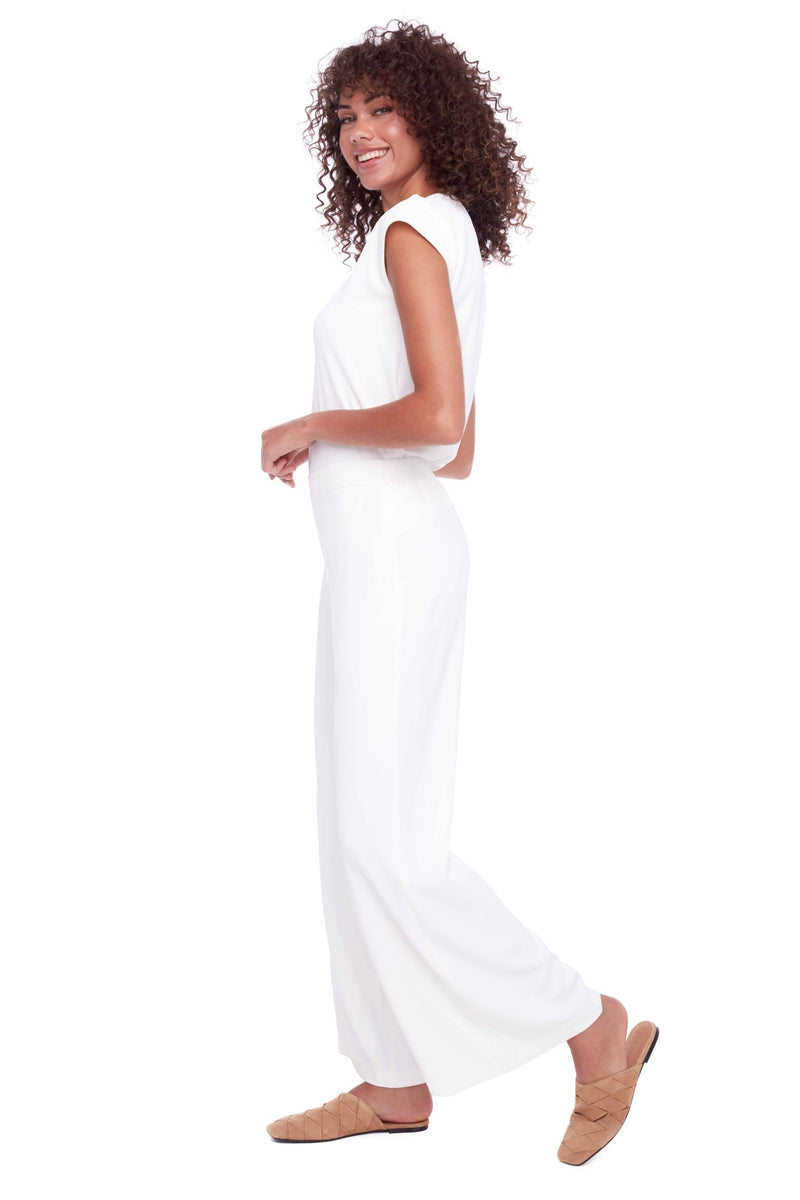 Solid Vegan Silk Wide Leg Pant