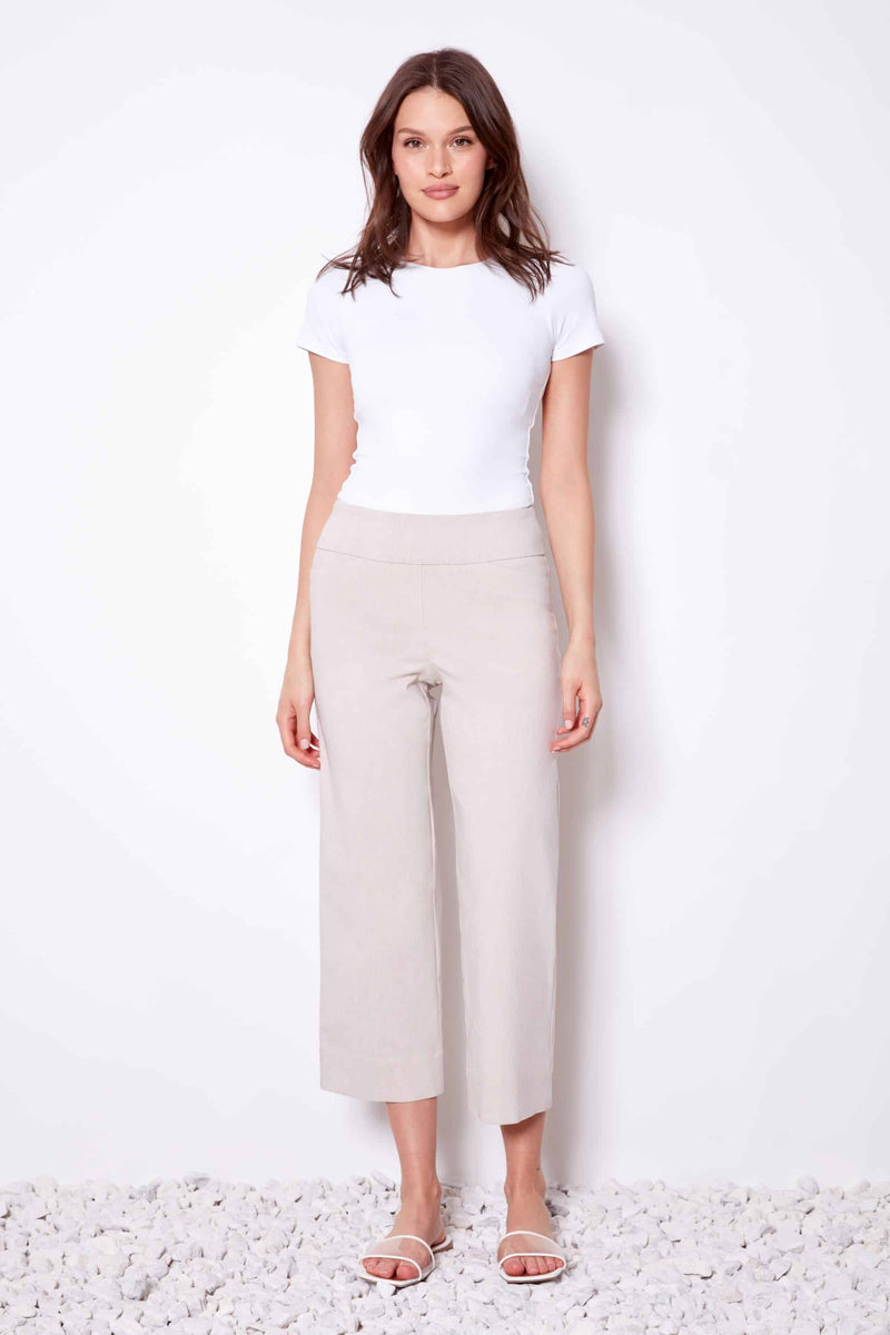 Linen Effect Techno Cropped Pant