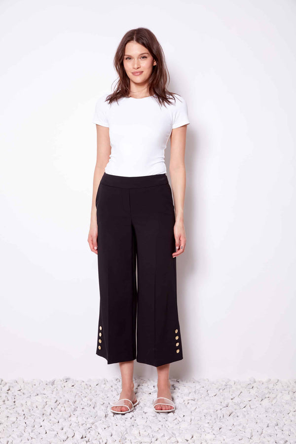 Amalfi Wide Leg Crop Pant - Black