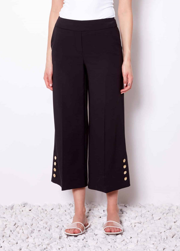 Amalfi Wide Leg Crop Pant - Black