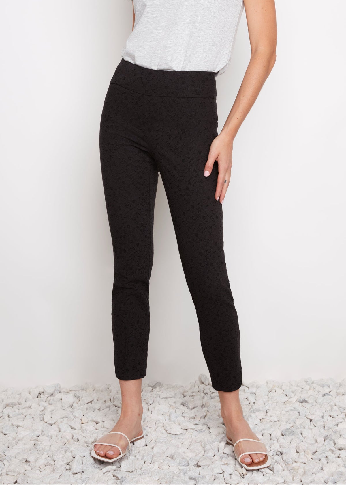 Loom Textured Petal Slit Ankle Pant
