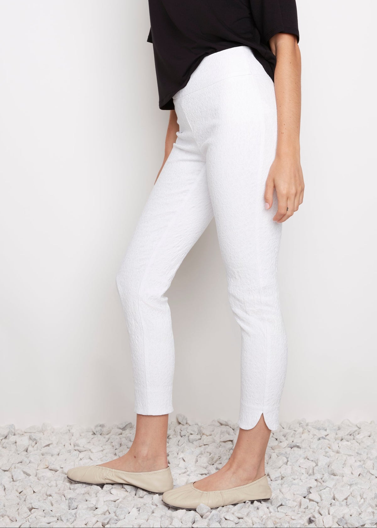 Loom Textured Petal Slit Ankle Pant