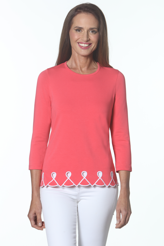 Emboidered Trim Top - 3 Colors