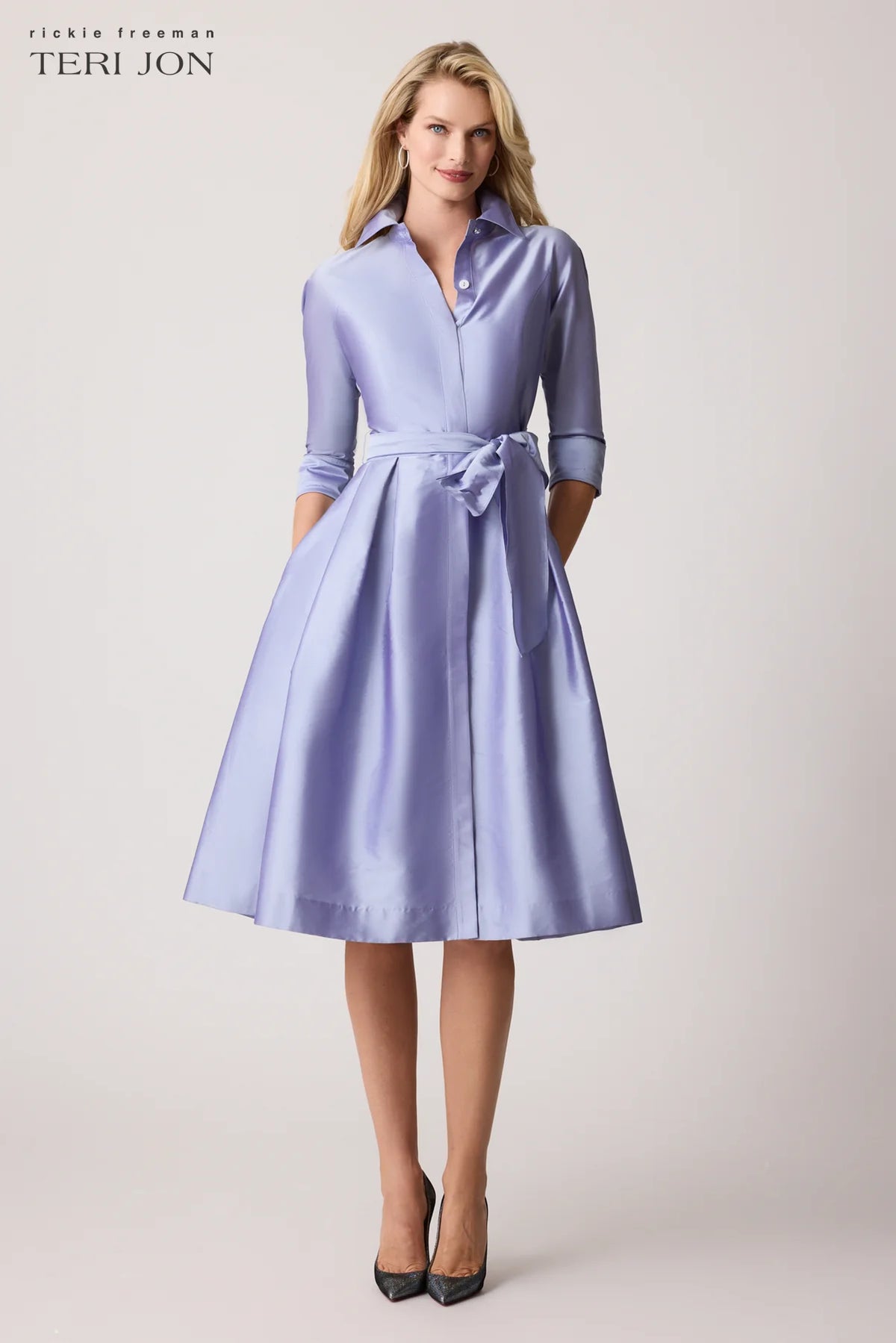 Belted Taffeta Shirt Dress - 2 Colors