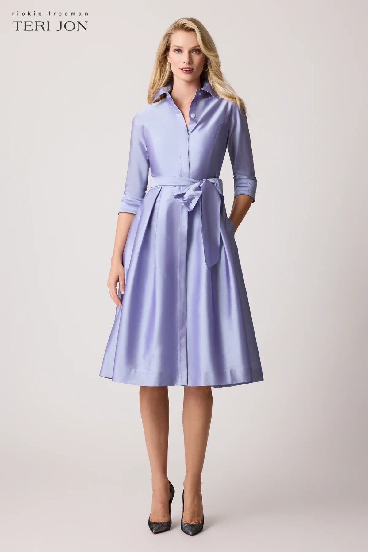 Belted Taffeta Shirt Dress - 2 Colors