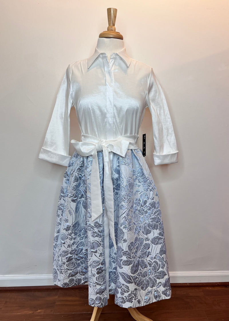 Shirt Dress w/ Brocade Skirt