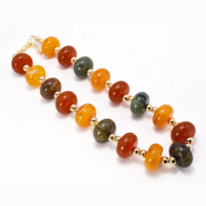 Brown Multi Acrylic Oval 16"-18" Necklace