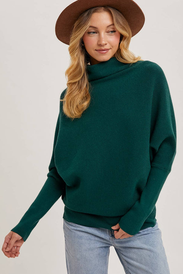 Dolman Sleeve Sweater - Hunter Green