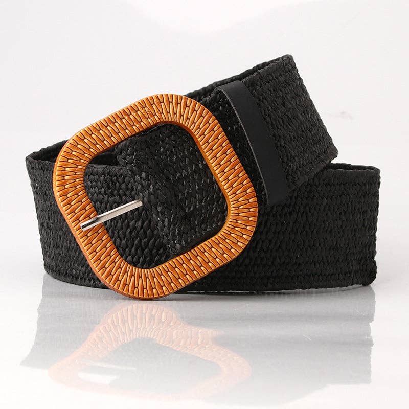 Wide Elastic Straw Belt - 3 Colors