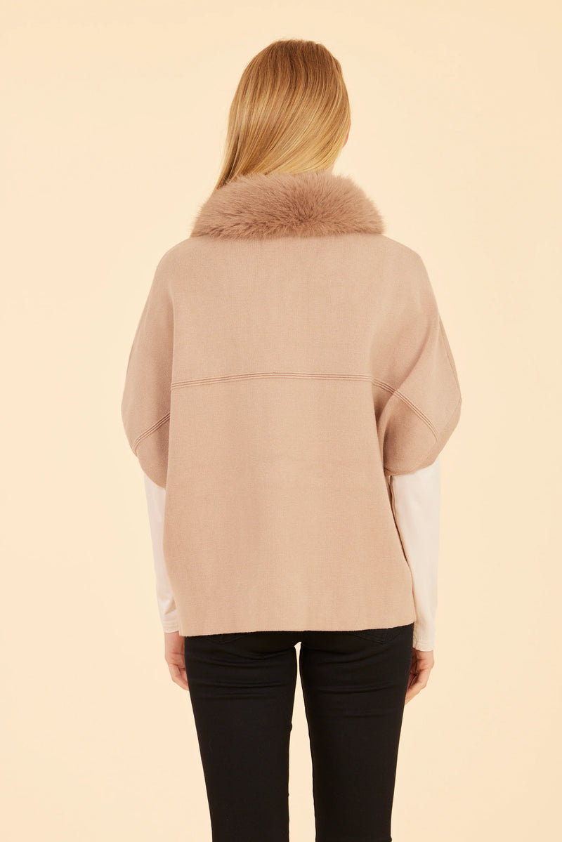 Fur Trimmed Cocoon Cardigan