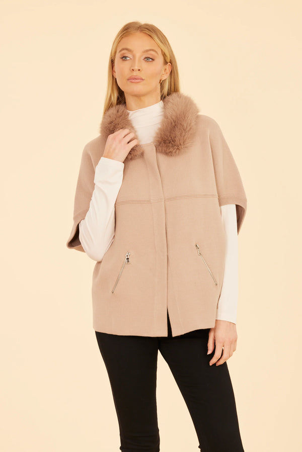 Fur Trimmed Cocoon Cardigan