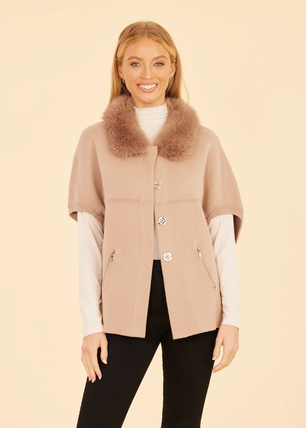Fur Trimmed Cocoon Cardigan
