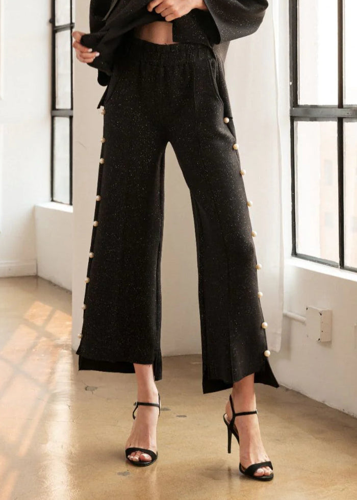 Farrah French Scuba Pearl Pant with Glitter