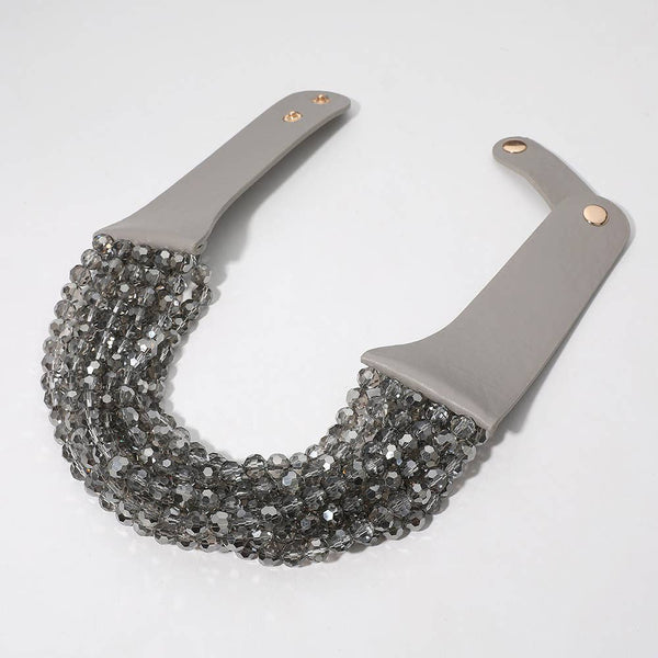 Chunky Bead Layered Necklace: Black Diamond