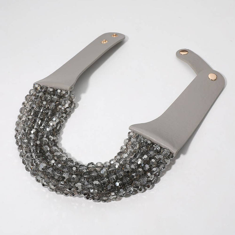 Chunky Bead Layered Necklace: Black Diamond