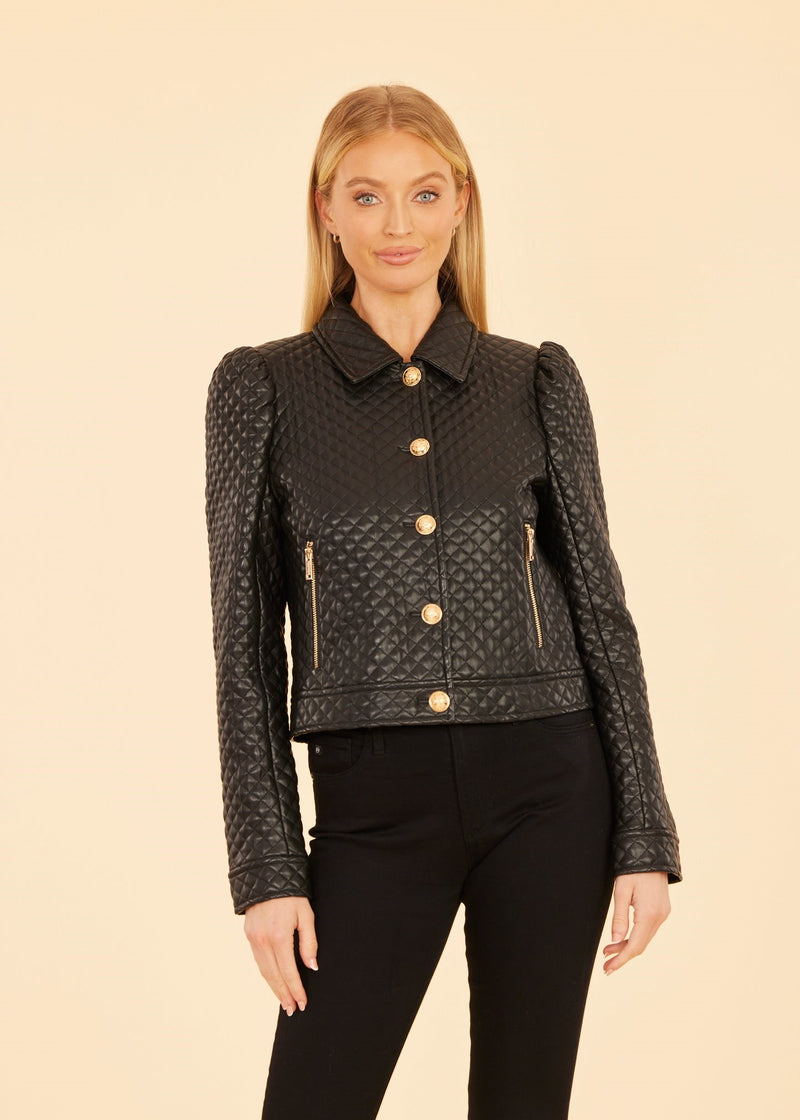 Faux Leather Quilted Jacket - 2 Colors