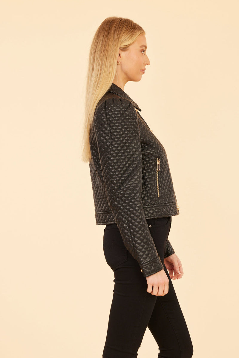 Faux Leather Quilted Jacket - 2 Colors