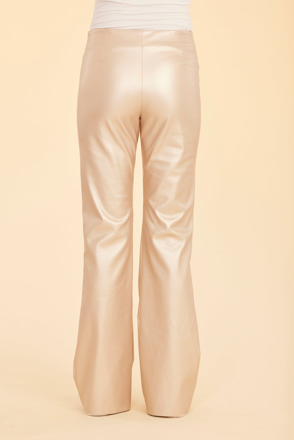Metallic Faux Leather Flare Leggings