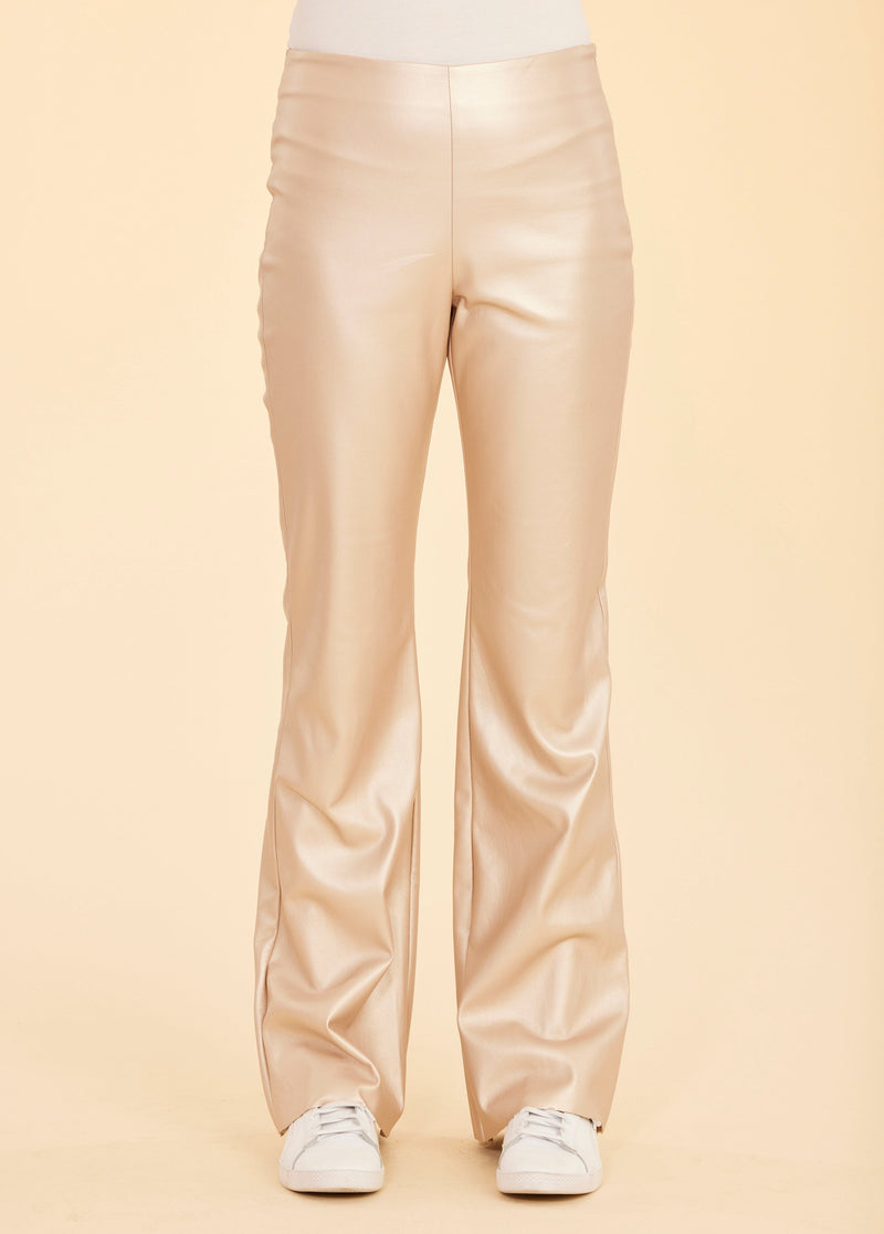 Metallic Faux Leather Flare Leggings