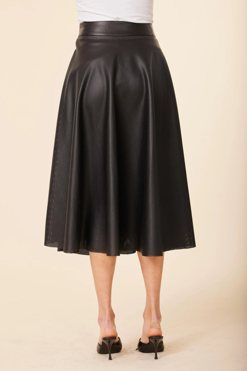 Vegan Leather Perforated Skirt