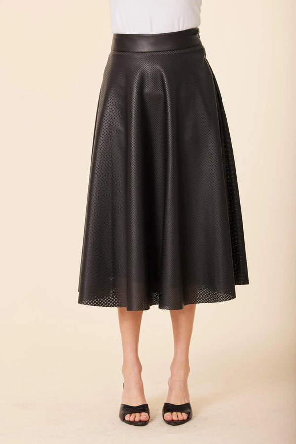 Vegan Leather Perforated Skirt