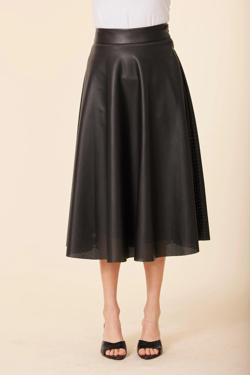 Vegan Leather Perforated Skirt