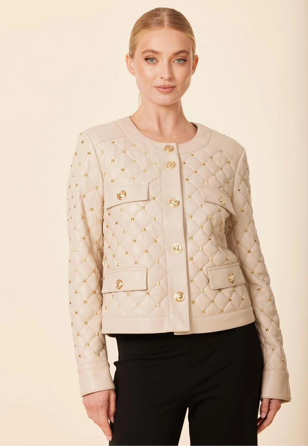 Faux Leather Parisian Jacket With Studs