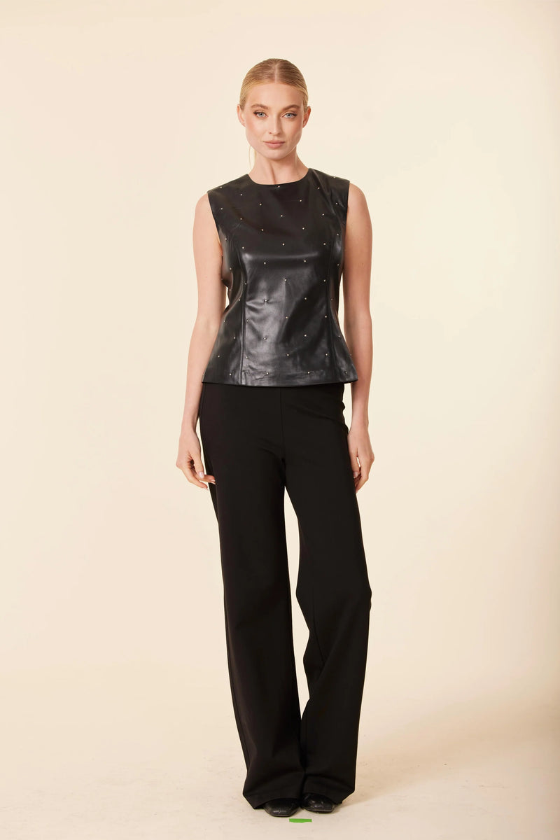 Vegan Leather Studded Top