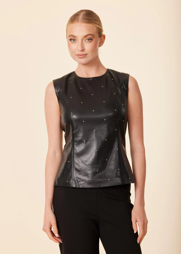 Vegan Leather Studded Top