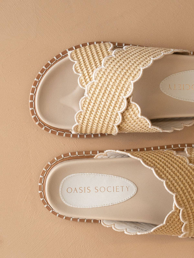 The Fabby Beige Double Strap Raffia Slide