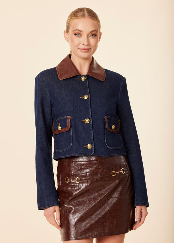 Vegan Leather Trim Jacket