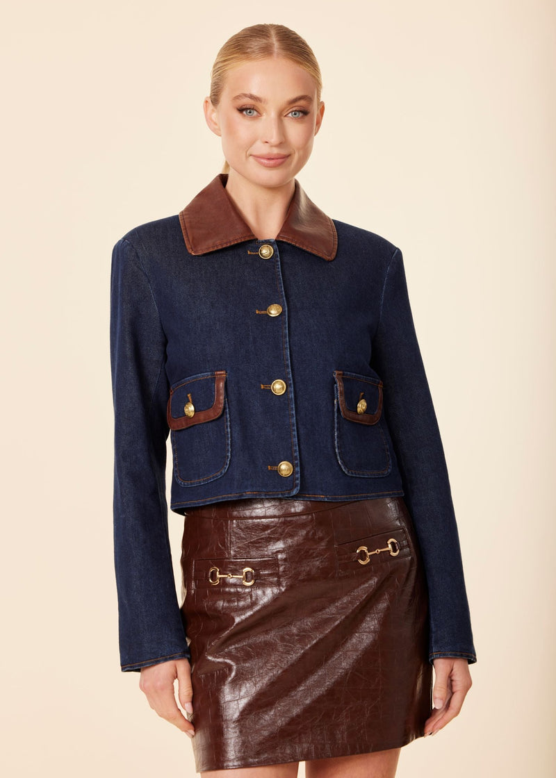 Vegan Leather Trim Jacket