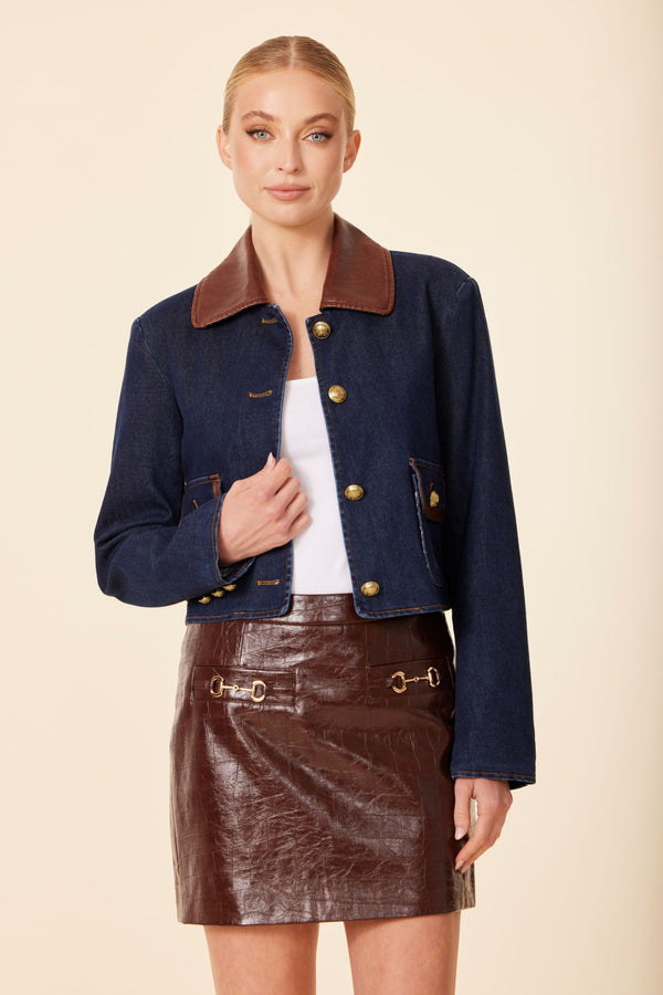 Vegan Leather Trim Jacket