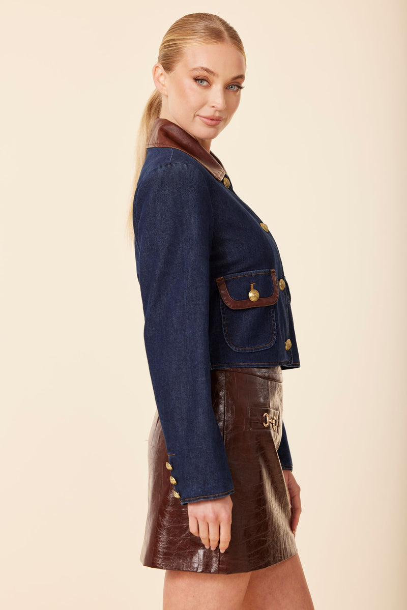 Vegan Leather Trim Jacket