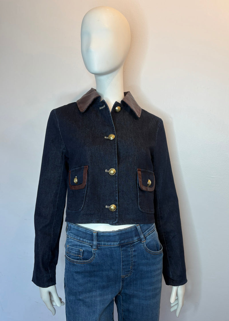 Vegan Leather Trim Jacket