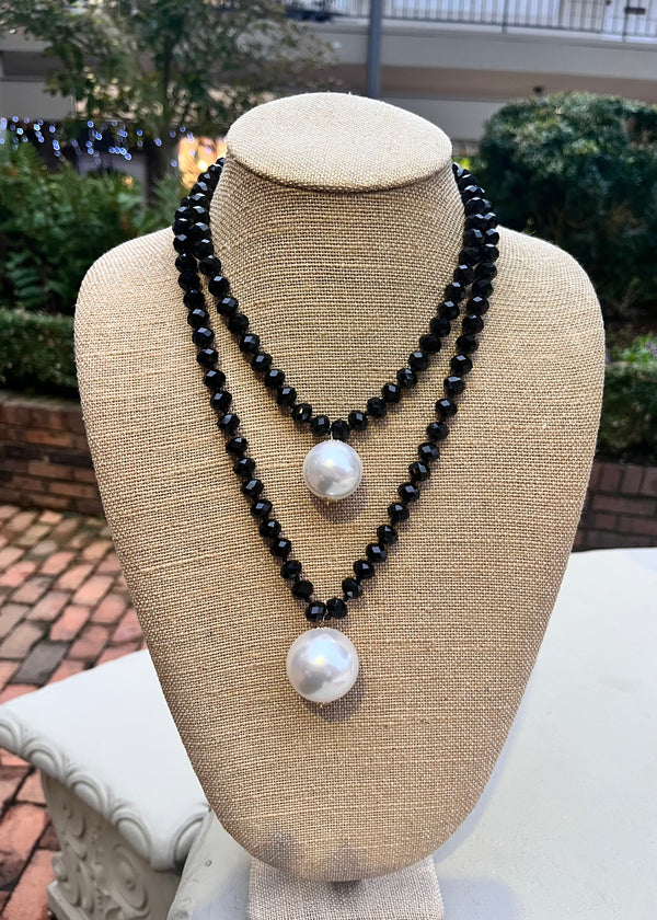 Black Double Pearl Necklace